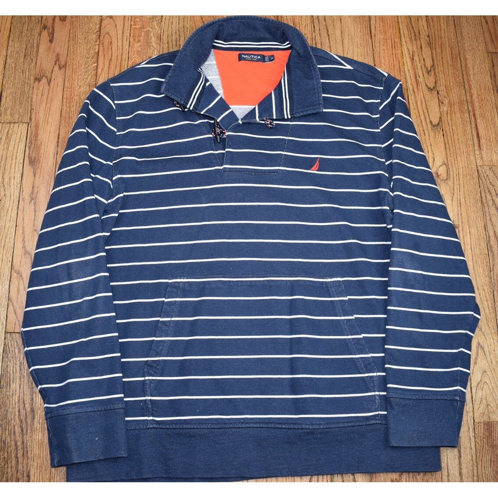 Nautica Henley Pullover Sweater Long Sleeve Collared Men's Size XL EUC